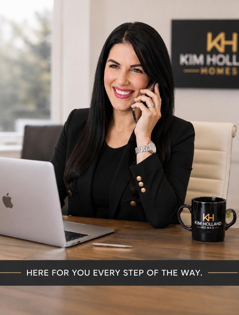 Jaclyn Scully on a client call at the Kim Holland Homes office in Massapequa Park